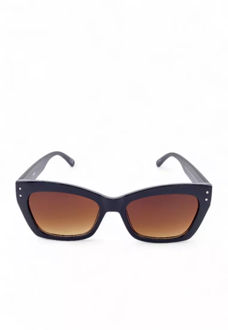 Women's Rectangle Frame Black Brown Plastic UV Protection Sunglasses SUNSC2520201