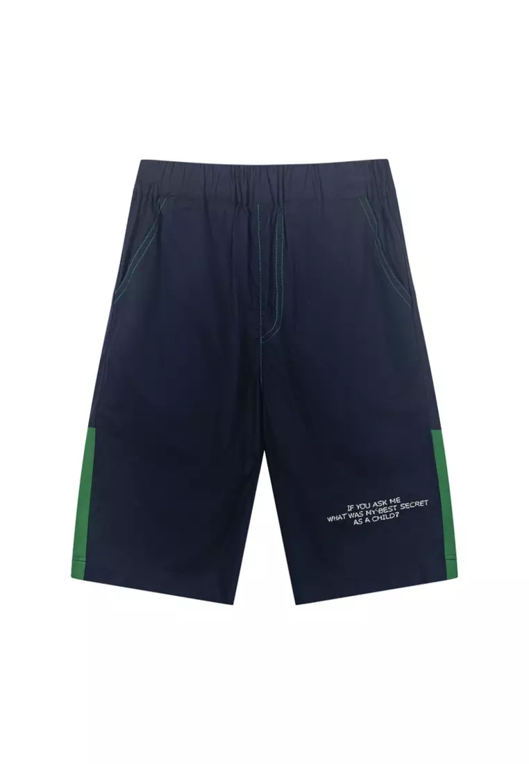 马拉丁男梭织中裤藏青色夏季裤子