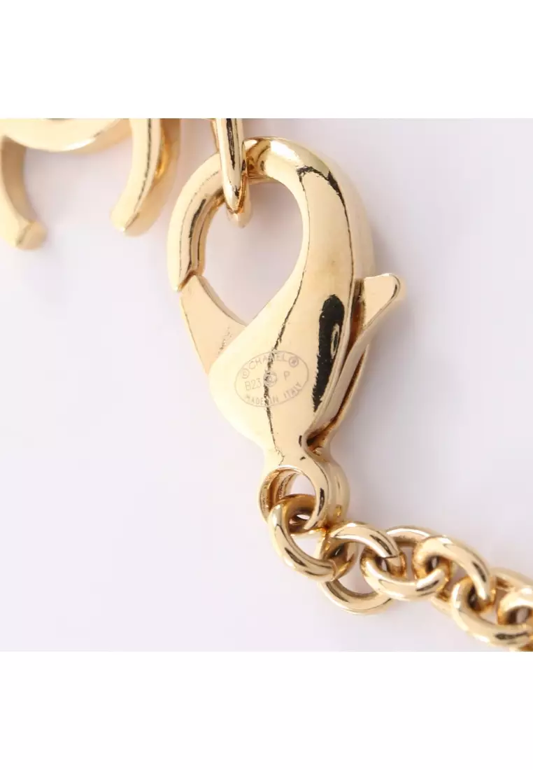 Pre-Loved Chanel coco mark heart necklace GP Rhinestone gold clear B23P
