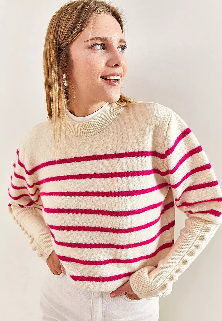 Striped Knitwear Sweater with Cufflinks