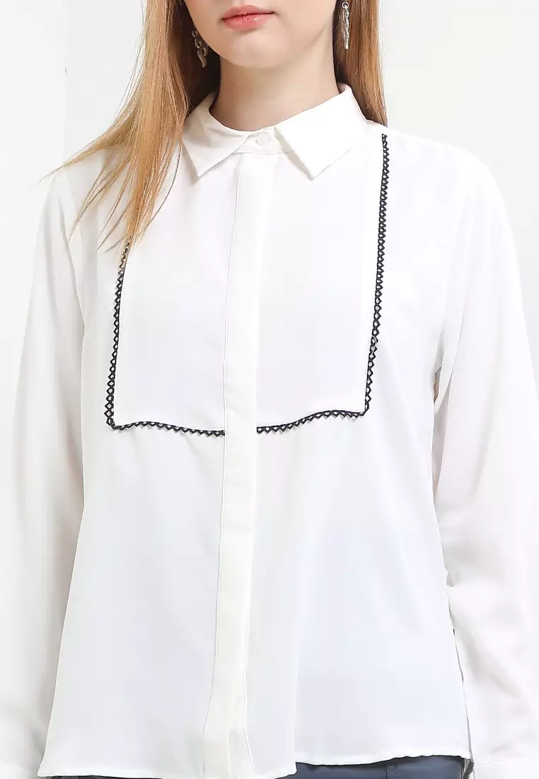 955 Maile Lss Long Sleeve Shirt With Lace Trimming