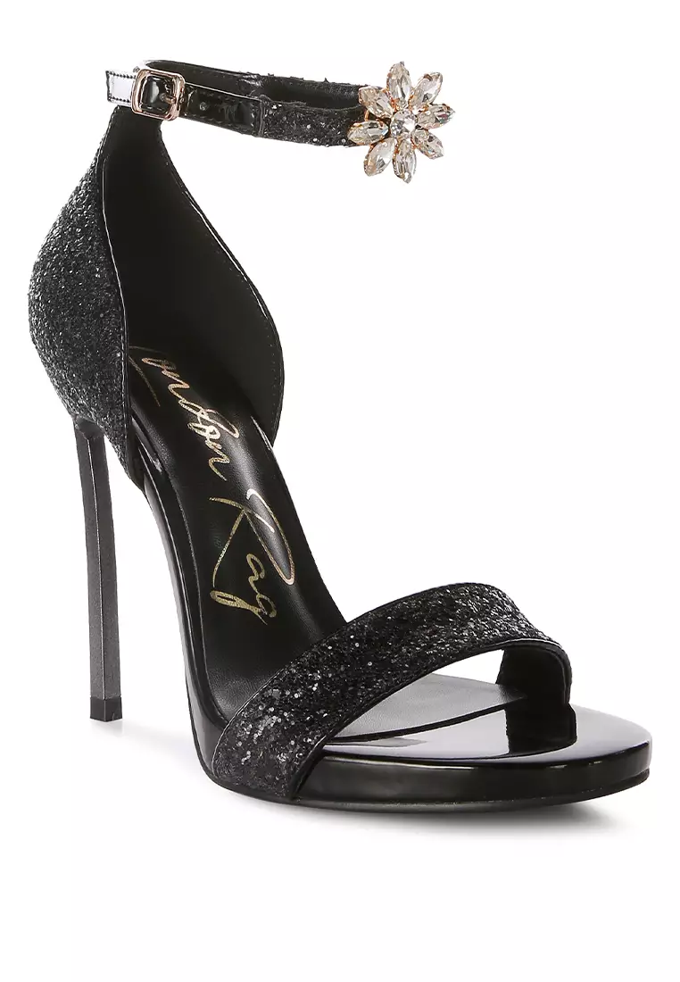 Buy London Rag Black High Heeled Glitter Sandals 2024 Online