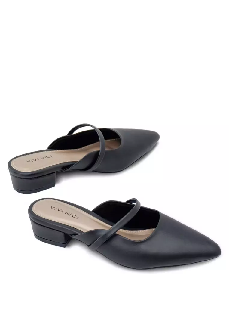 VIVI NICI - Lillie Sandal Mules Hak 3 Cm Black Solid