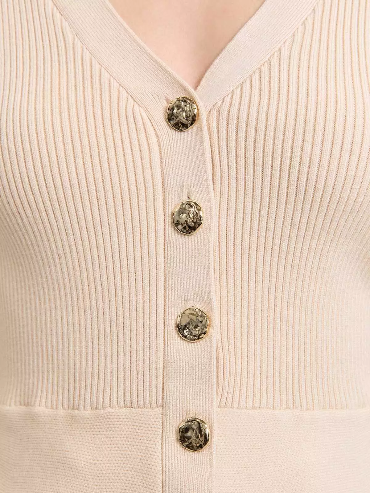 Buttoned Knit Top - Ivory