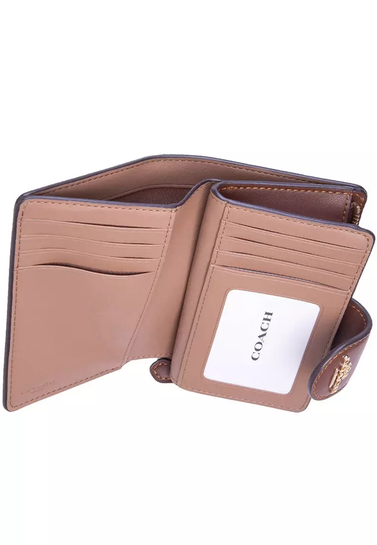 Medium Corner Zip Wallet In Signature Canvas - Tan Brown