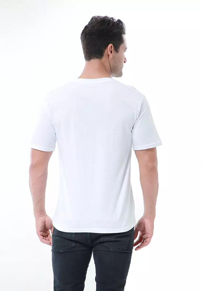 Aisley Atasan Pria Kaos Polos Lengan Pendek Casual T-Shirt Desain Simple Material Cotton ORIGINAL - White