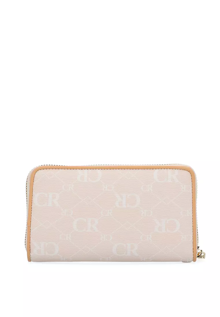 CR Monogram in Cream Zip Wallet - Beige