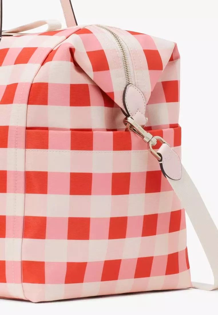 Kate Spade Chelsea Gingham Weekender Pink Multi