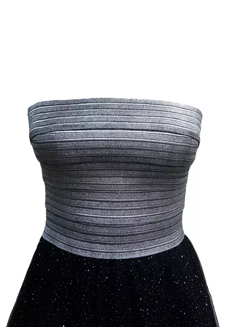 Romantic Shiny Elasticband Glitter Tulle Short Dress