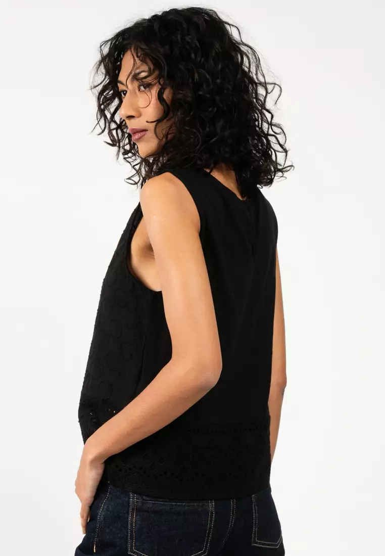 Sleeveless Mix Jersey Top