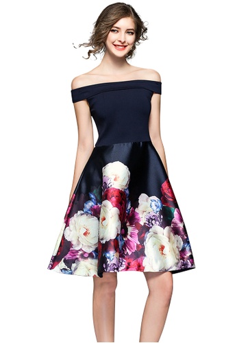 Buy Sunnydaysweety New Off Shoulder Flora Pattern One Piece Dress
