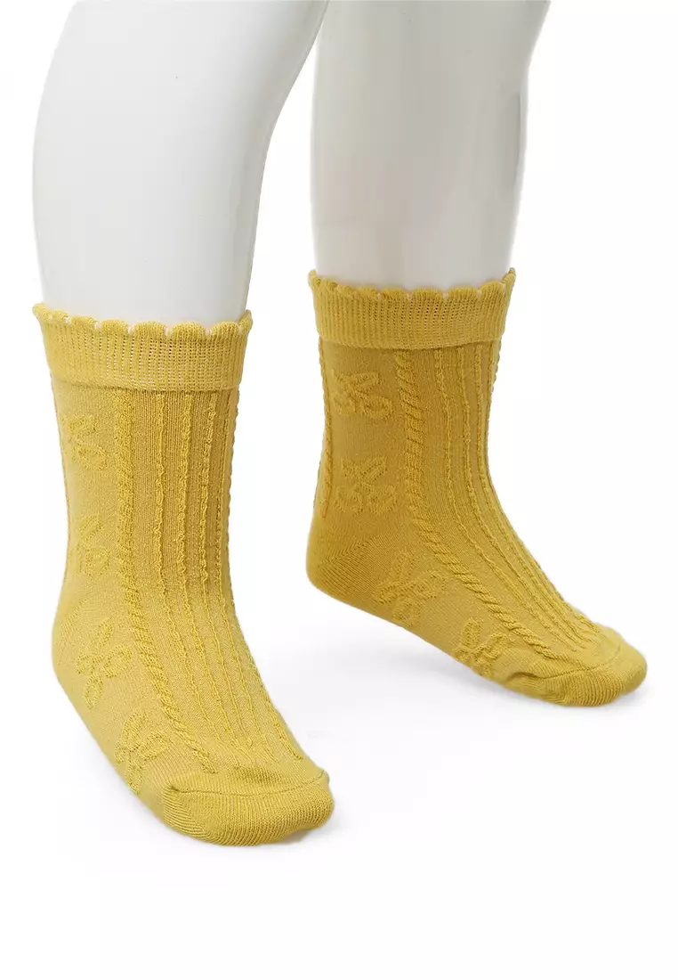 Candie Kaos Kaki Anak Wanita Motif Cherry Children's Socks Comportable Material Cotton ORIGINAL - Yellow