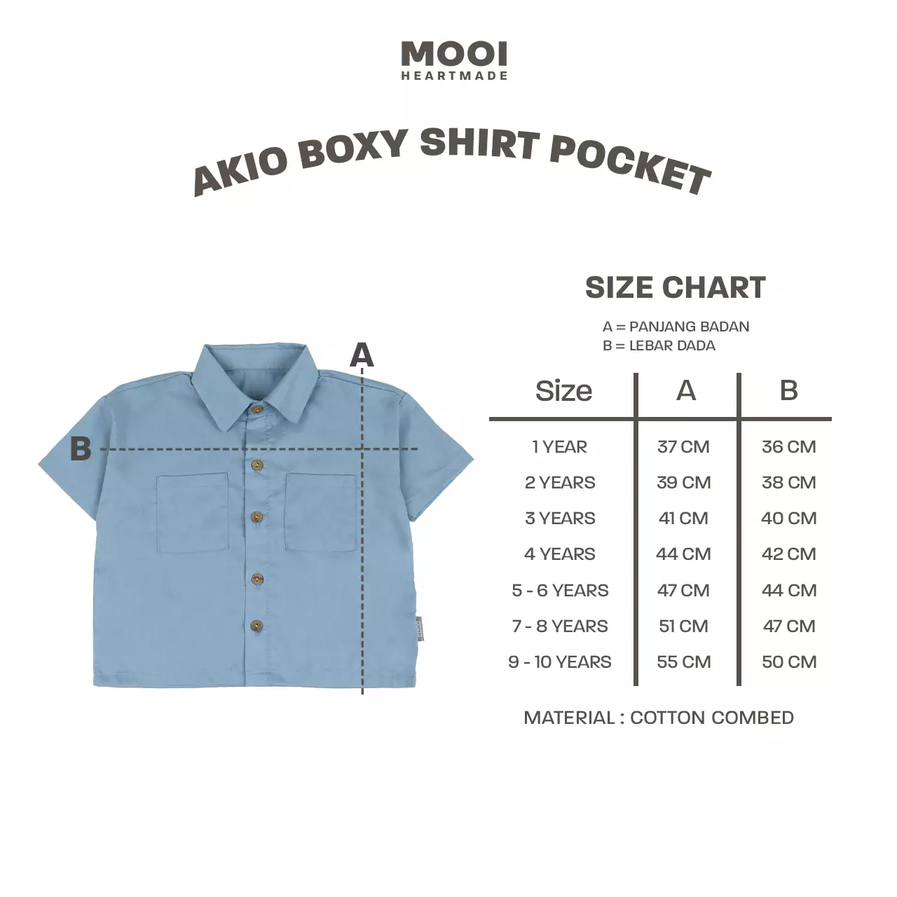 Mooi Kemeja Anak Laki-laki Akio Boxy Shirt Pocket - Black