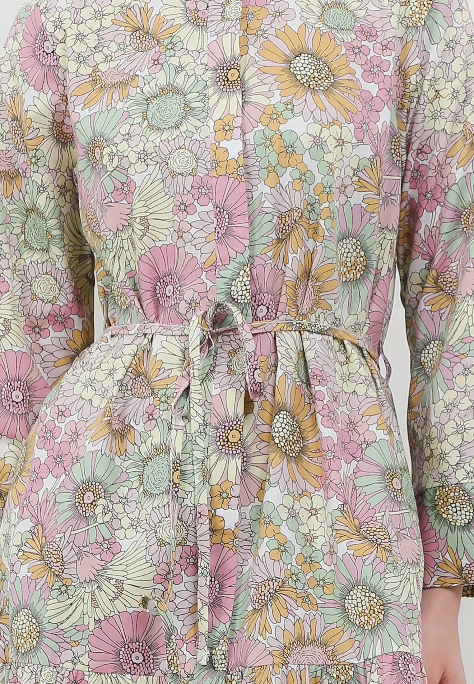 MFMW Minnie Midi Dress Pink Motif Bunga