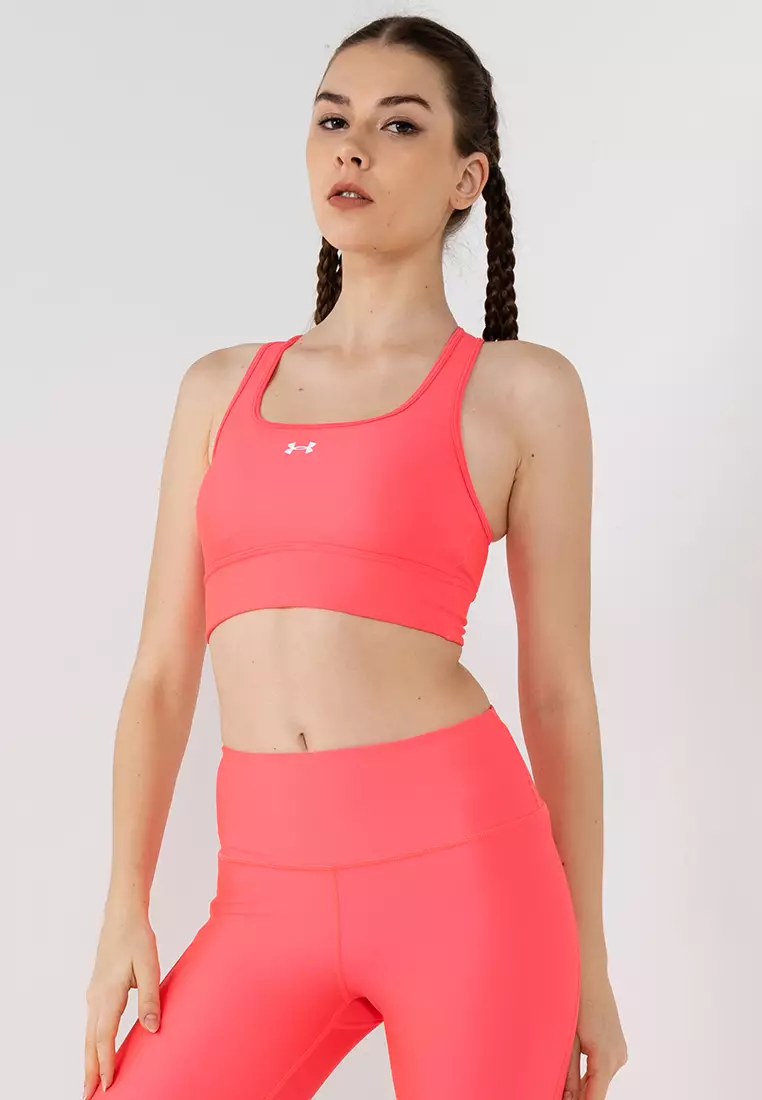Under Armour seamless low long Heather sports bra in cerise