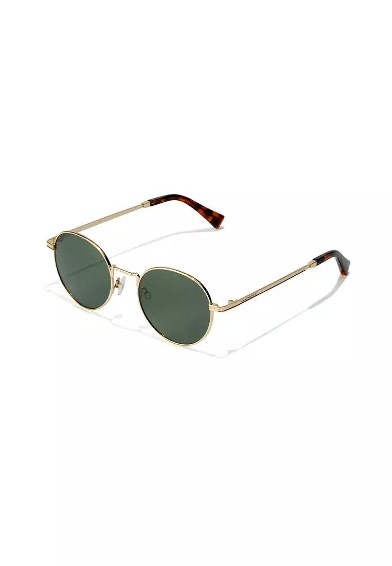 HAWKERS POLARIZED Gold Green MOMA Sunglasses for Men and Women, Unisex. UV400 Protection. Official Product designed in Spain