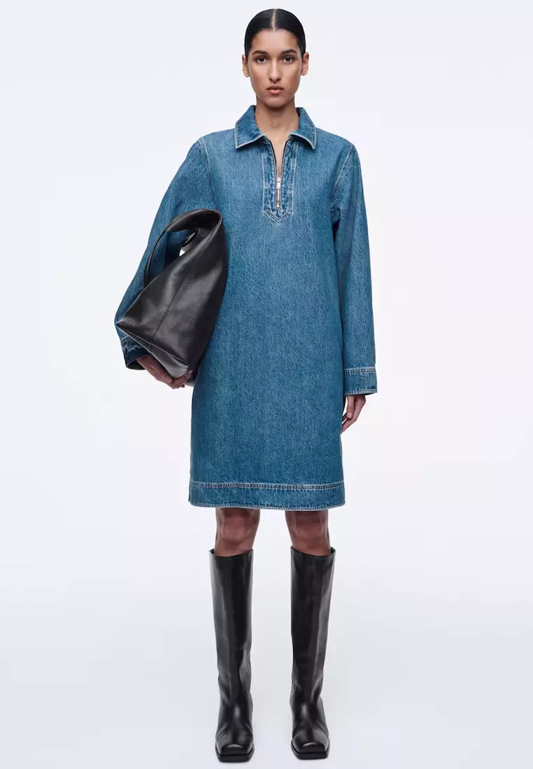 Denim Half-Zip Dress