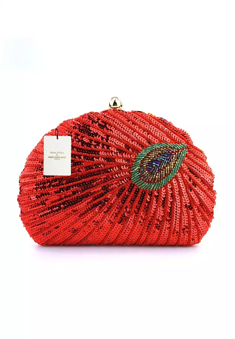 Buy HAPPY FRIDAYS Peacock Beaded Shell Clutches OC4411 2024 Online