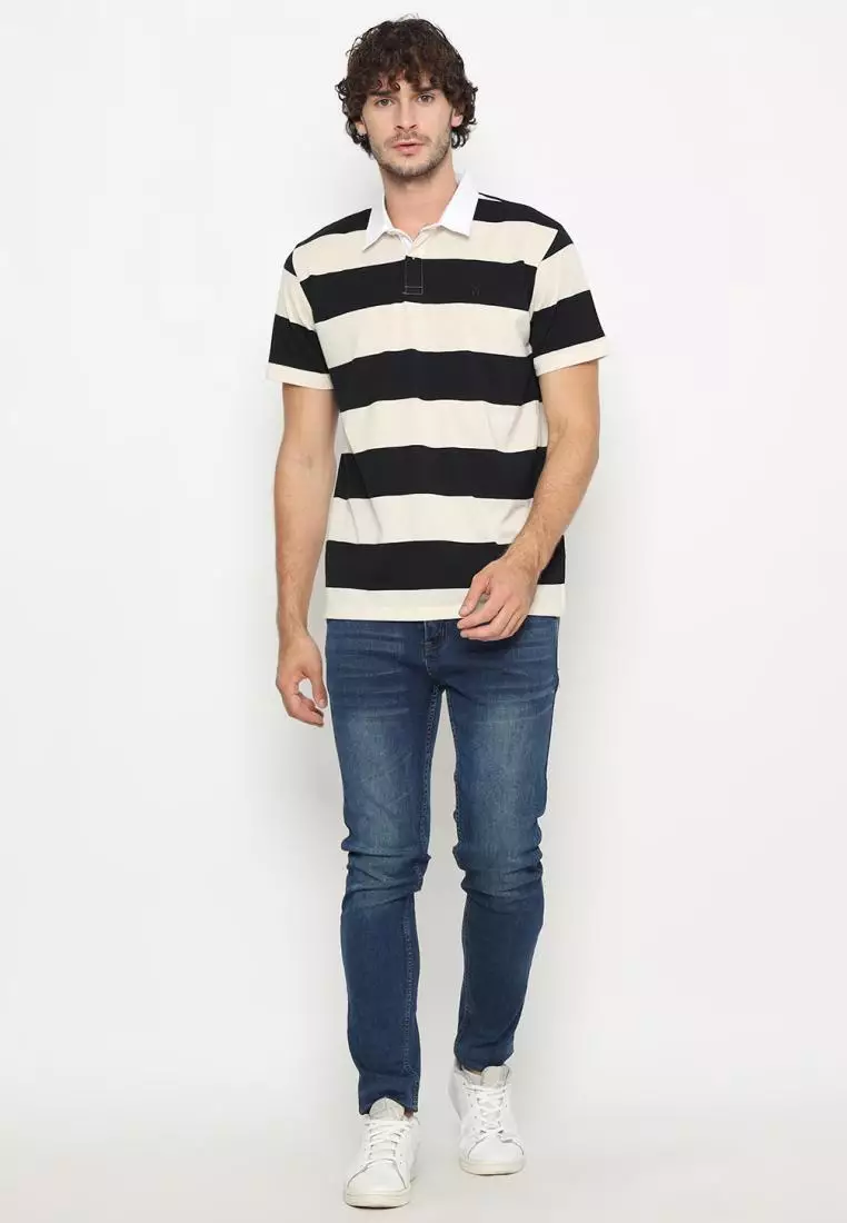 Matsuda Kaos Rugby Polo Shirt Pria Katun Lengan Pendek Noshiro