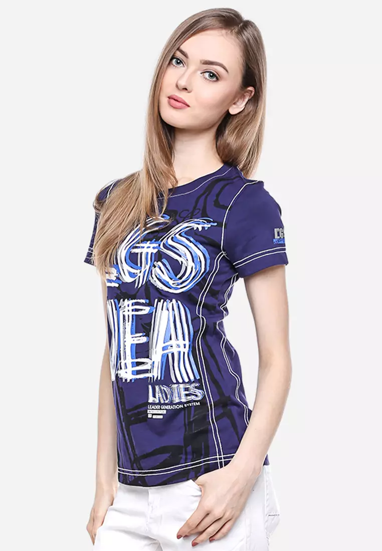 LGS - Kaos Wanita Warna Navy Sablon Logo LGS LTS.555.O754M.039.C