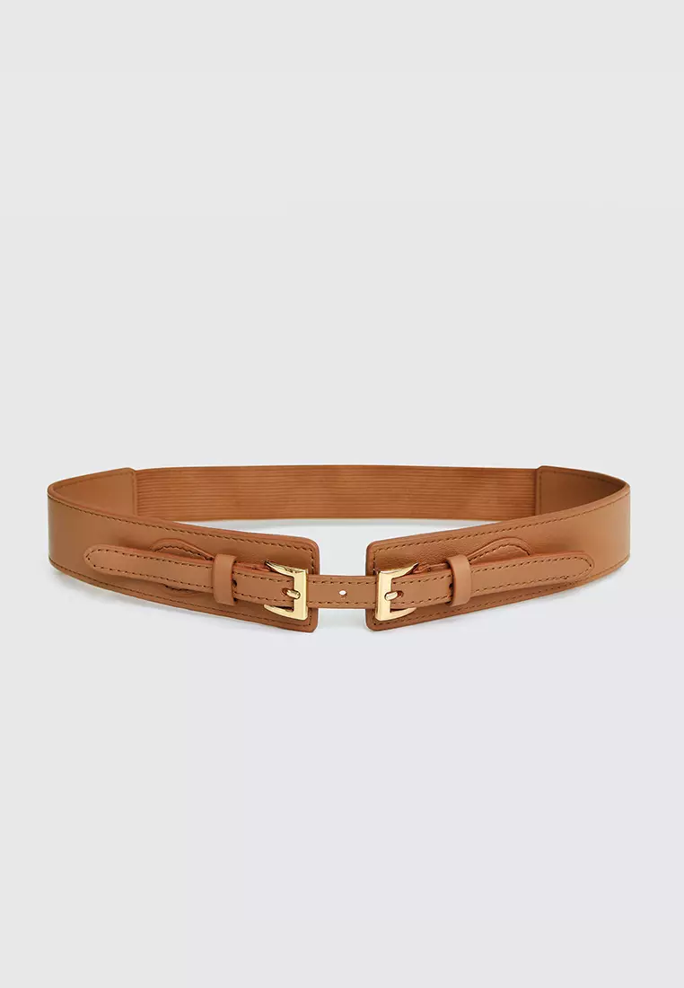 Gold leather hot sale waist belt