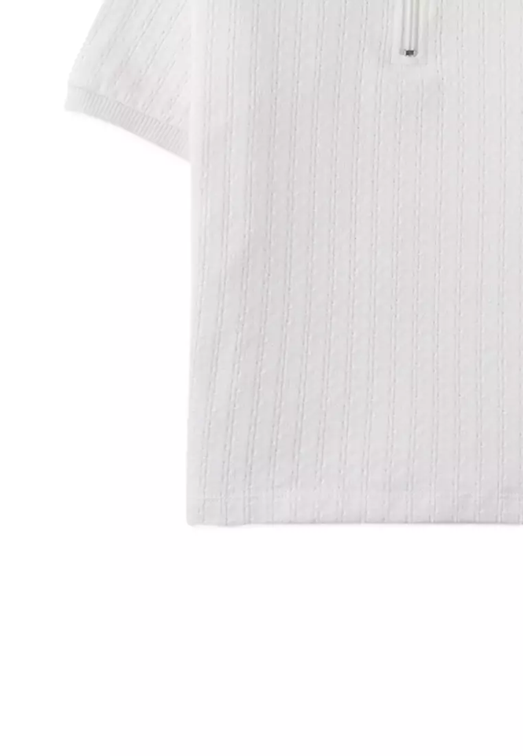 Diether Zipped Cable Jersey Polo Shirt