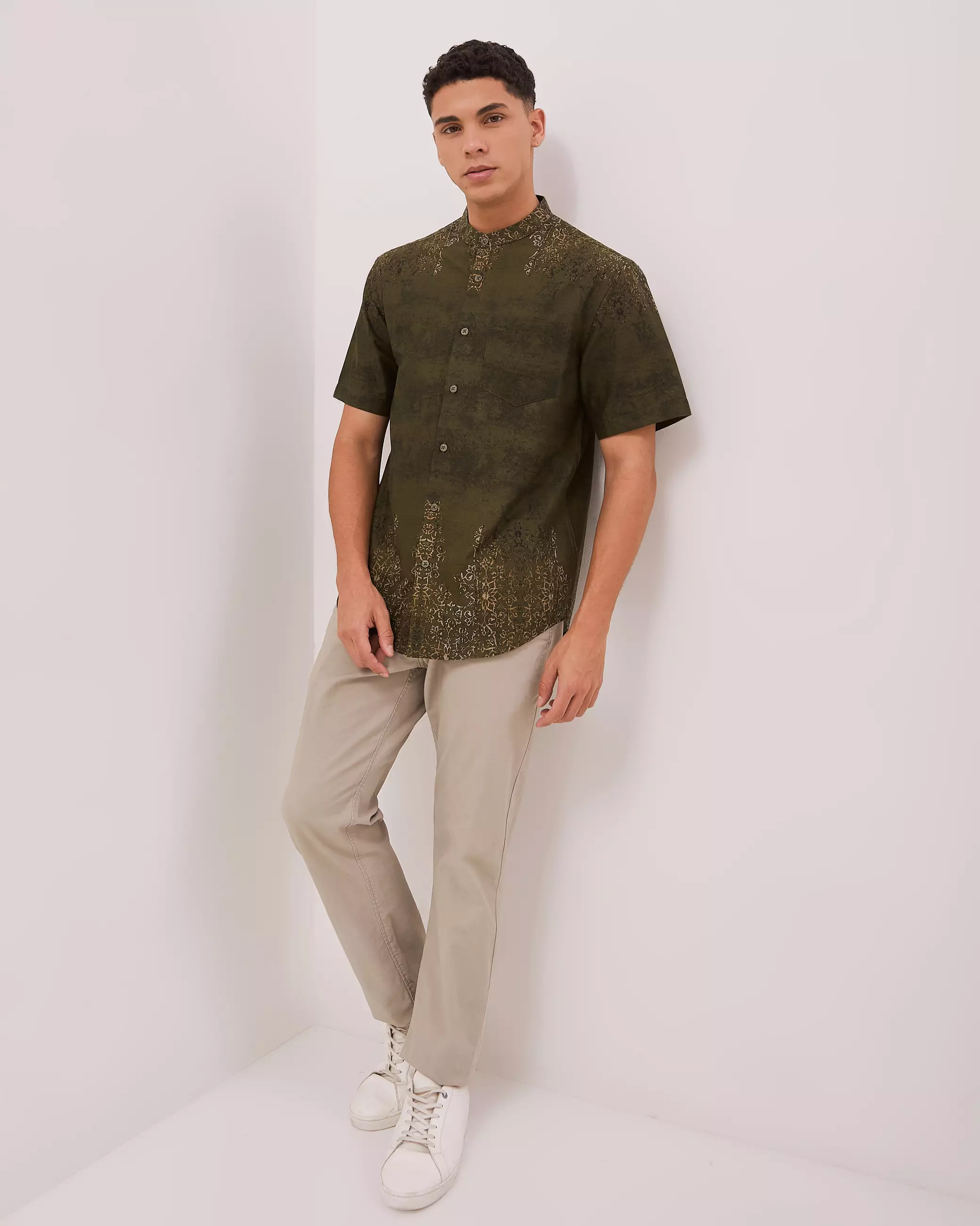 AMK Kemeja Koko Pria Lengan Pendek KK Darreh Ss Series Warna Olive