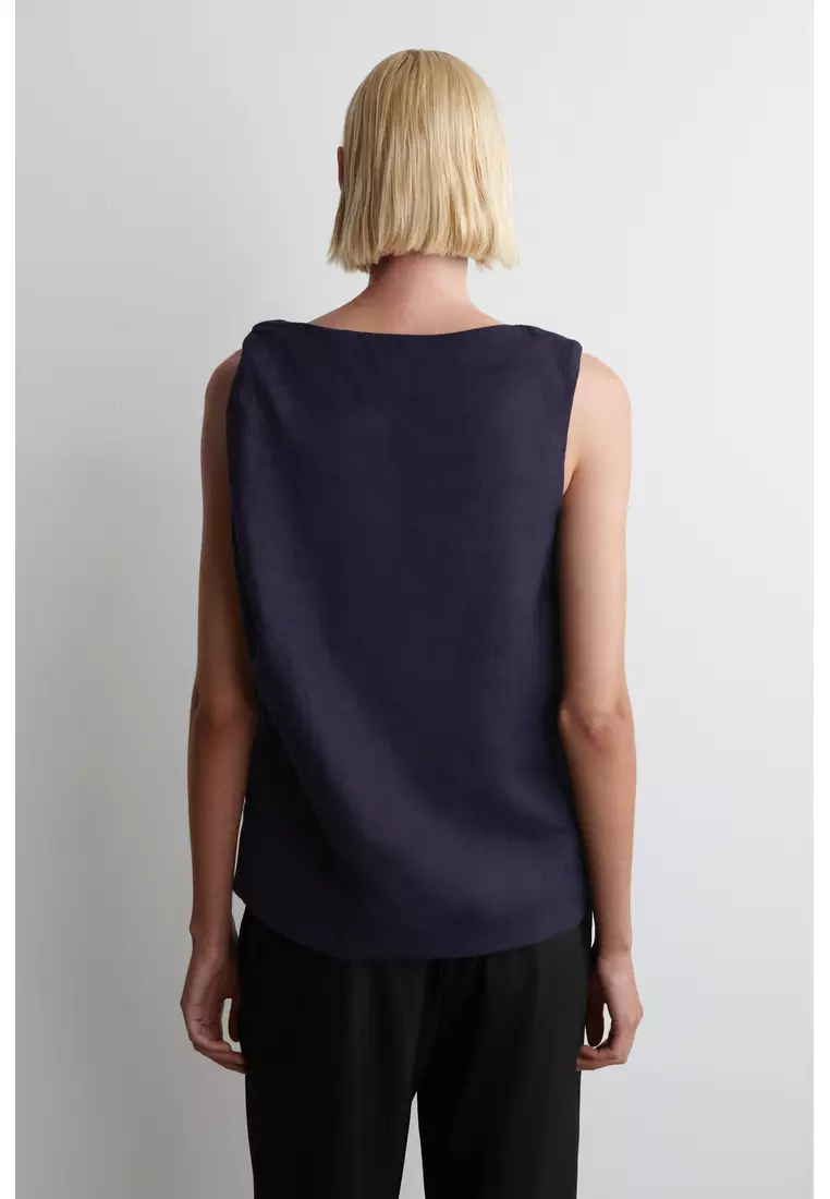 TWISTED-DETAIL LINEN TOP