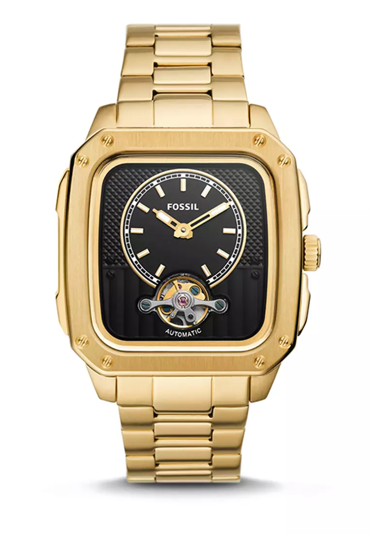 Jual Fossil Fossil Inscription Black Square Yellow Jam Pria 42MM