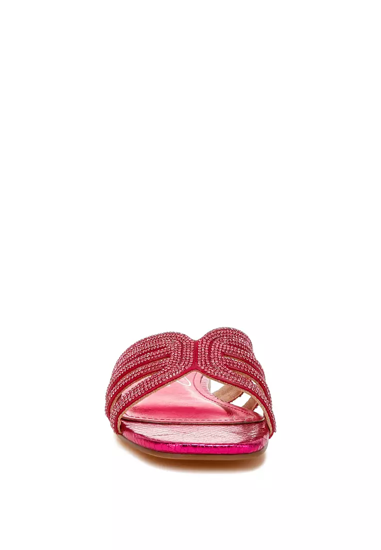 Fuchsia Rhinestone Cut Out Flats
