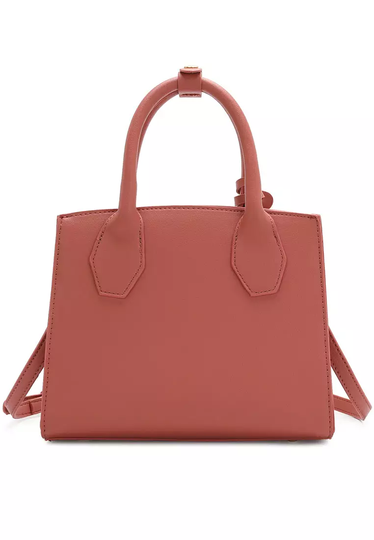 2-In-1 Top Handle Bag & Zipper Purse (2-in-1 Tas Tangan Wanita & RFID Dompet Wanita) - Merah