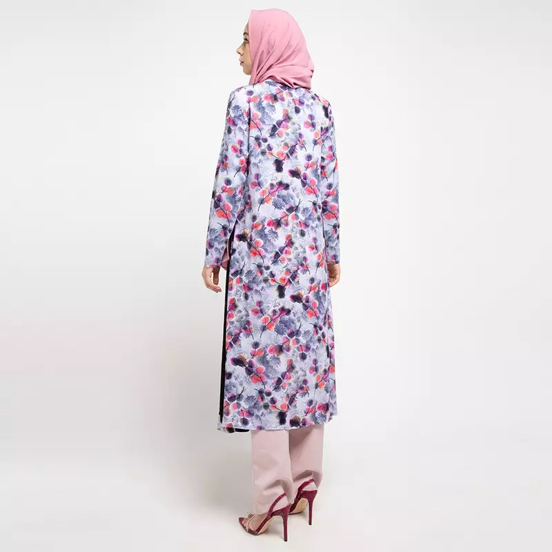 Betty Tunic In Grey Leaf Print