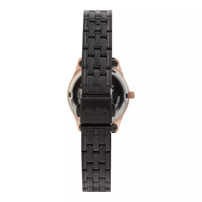 Jam Tangan Wanita Alba AH7BM6X1 Ladies Black Dial Black Stainless Steel Strap