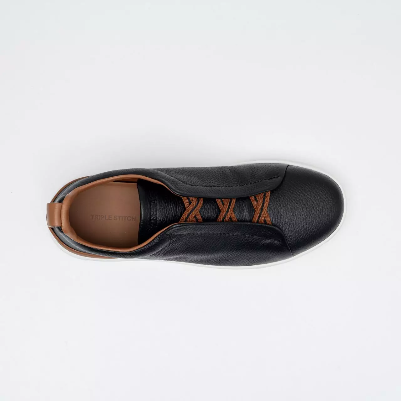 Triple Stitch Deerskin Sneakers Black/Brown
