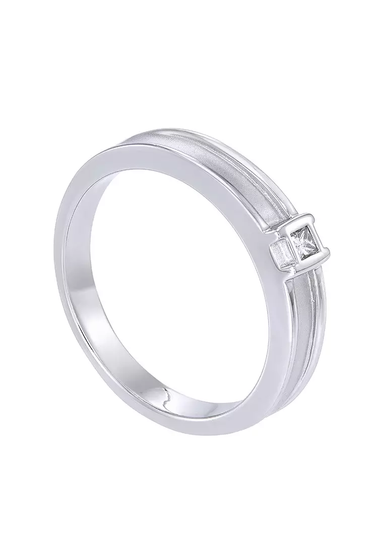 HABIB Princess Cut Diamond Men's Ring in 925 Silver Palladium A05760323(PLD)