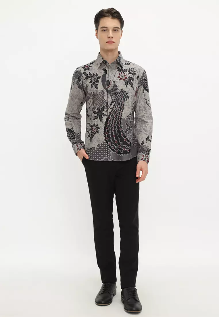 Kemeja Batik Pria Slimfit Rajasanagara - Grey