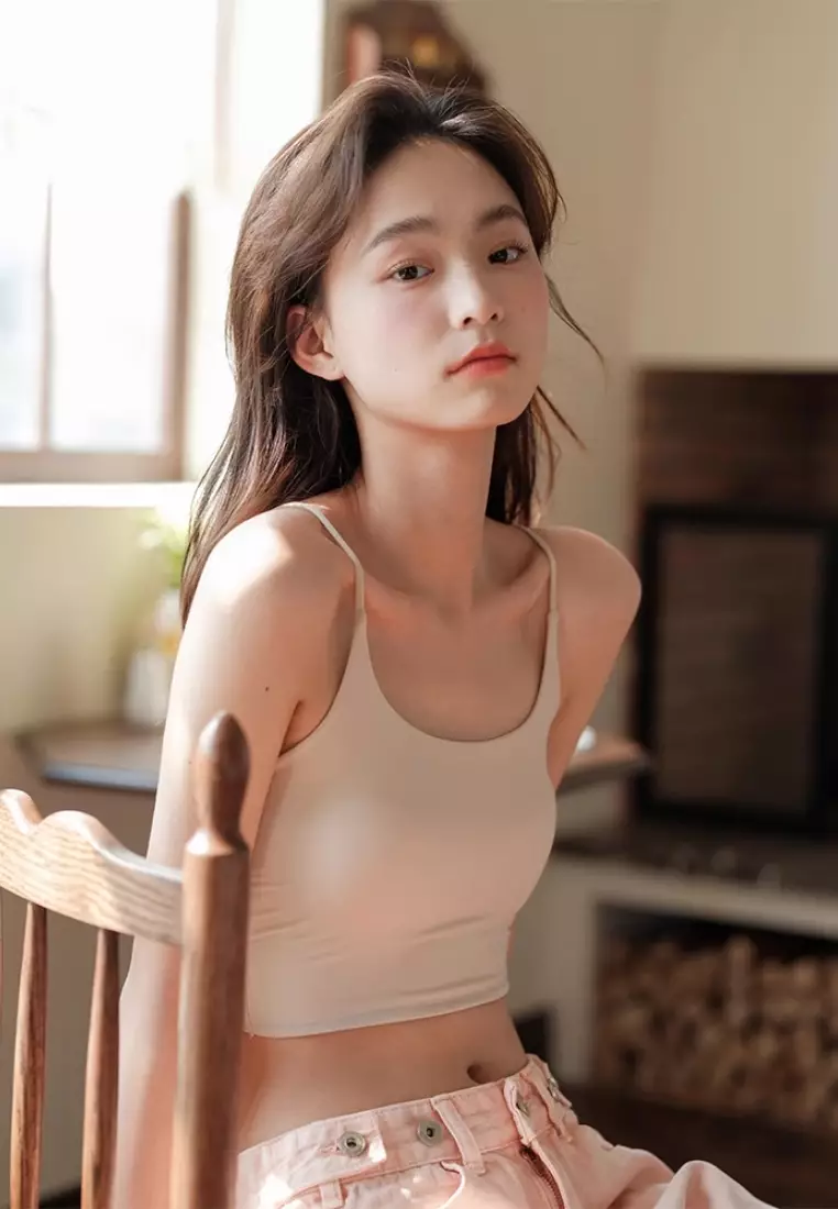 Premium Alaia Seamless Ice Silk Bralette Inner Top in Nude