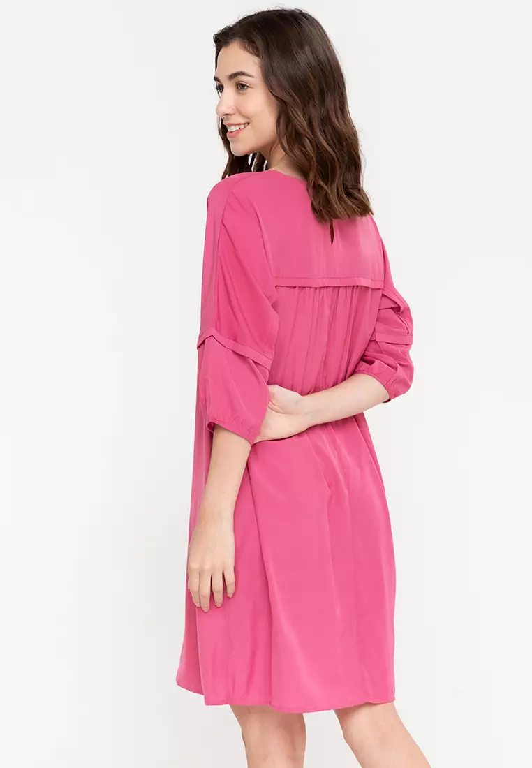 Calico Bubble Sleeve Shift Dress