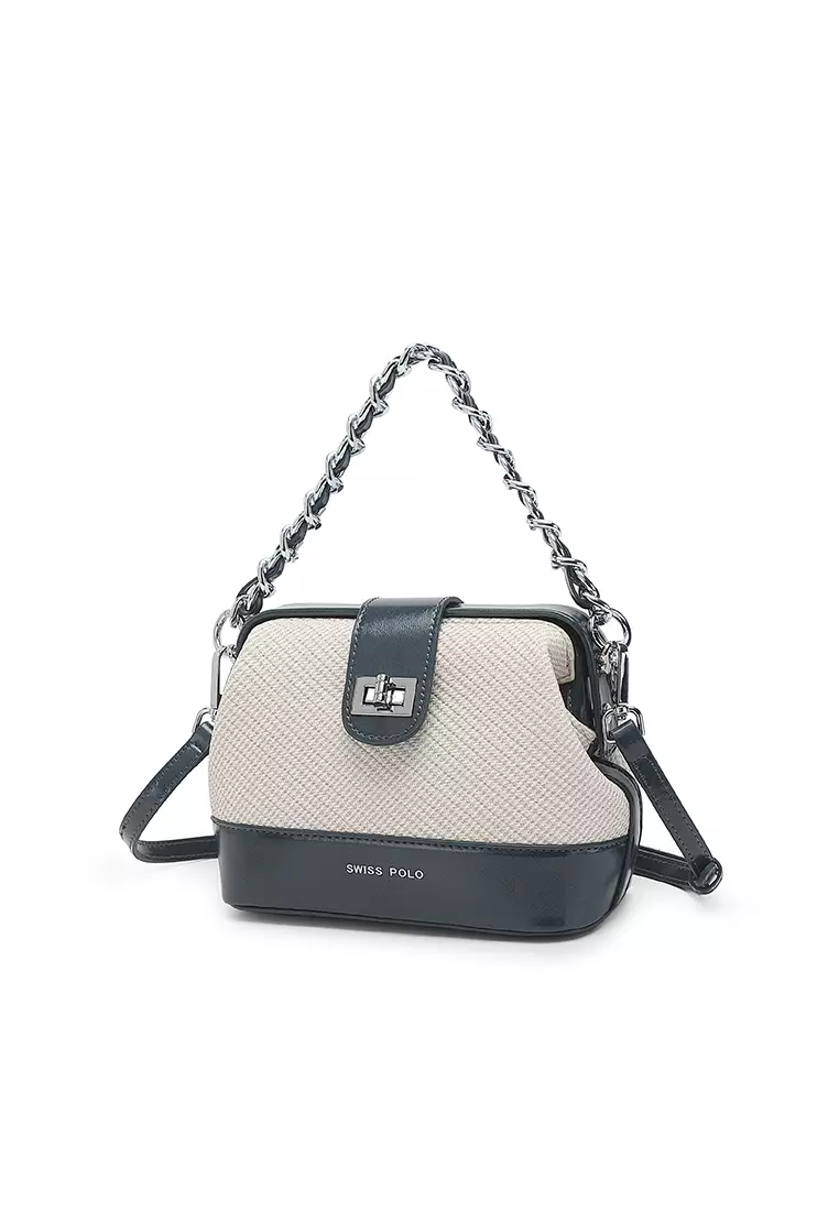 Women's Top Handle Bag / Sling Bag / Crossbody Bag / Shoulder Bag - White / Blue