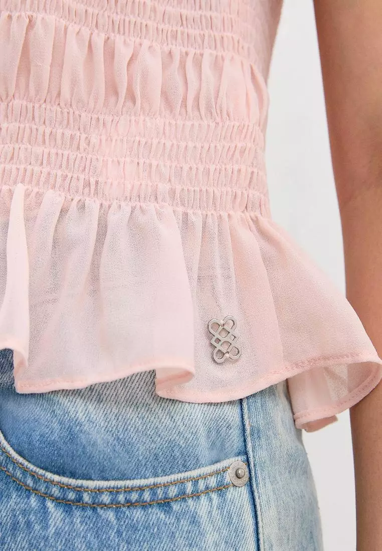 Ruched Peplum Blouse