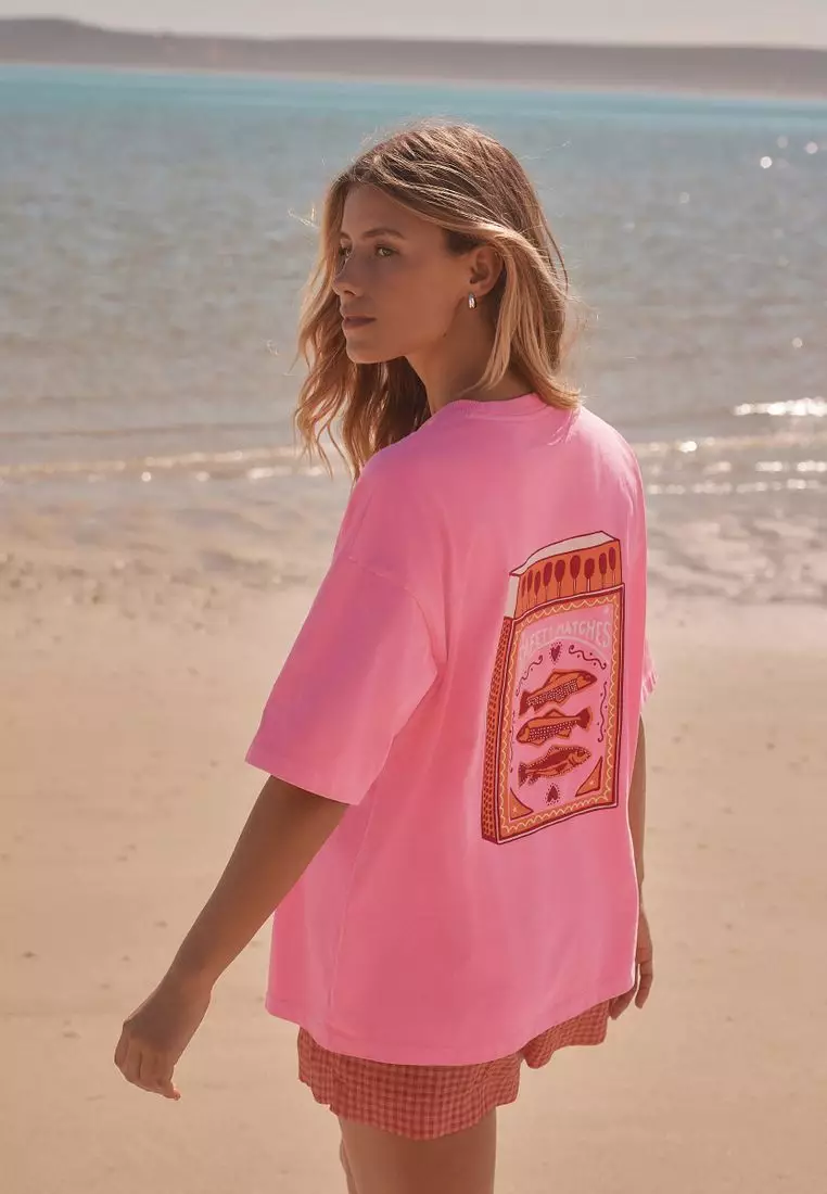 Oversized Sardine Matchbox Graphic Short Sleeve Crew Neck 100% Cotton T-Shirt