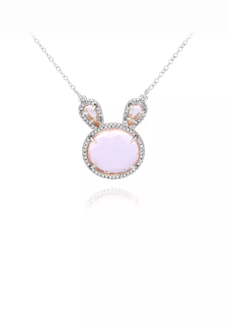 Buy Glamorousky Sweet Cute Rabbit Pendant with Pink Cubic Zirconia