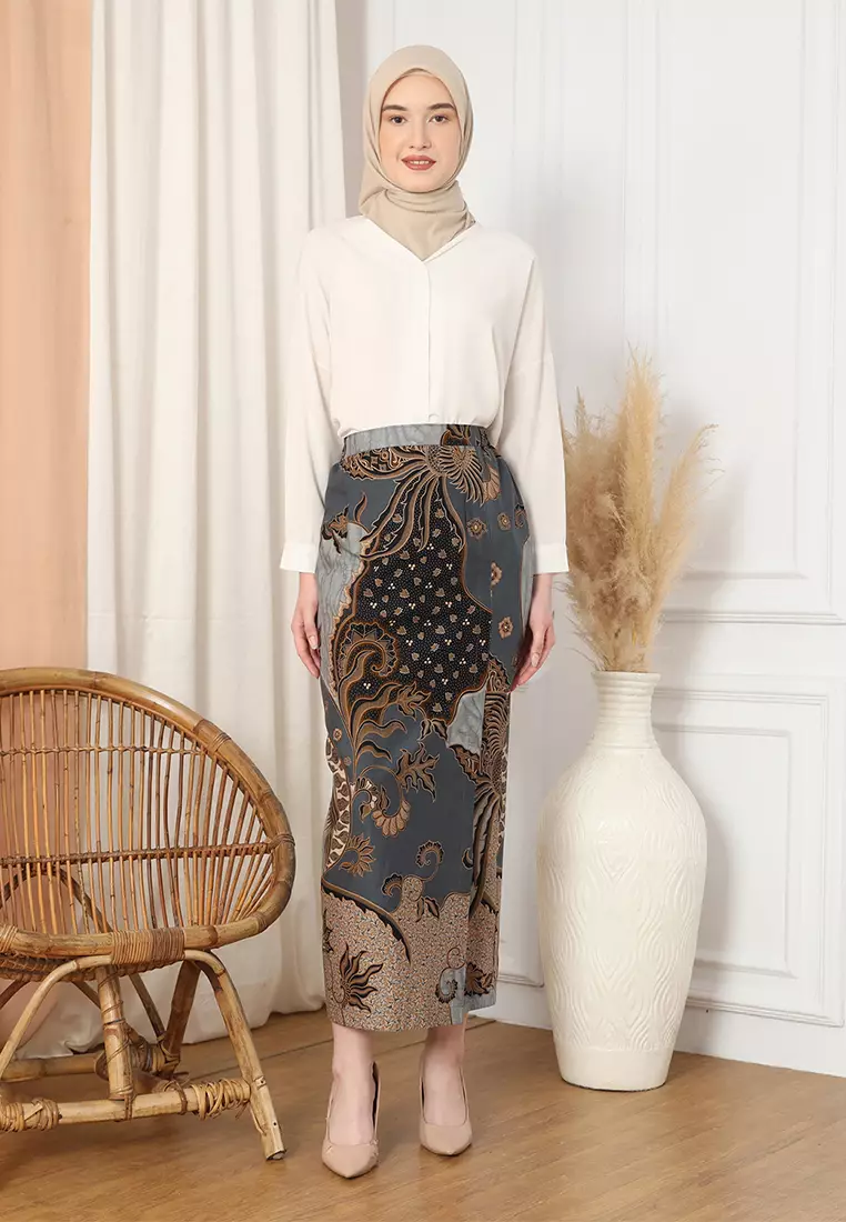 Enzy Batik Rok Batik Ranawijaya - Grey
