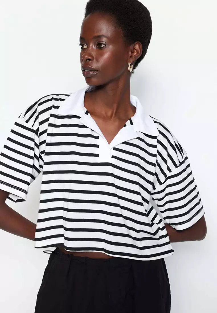 Stripe Boxy Polo Shirt