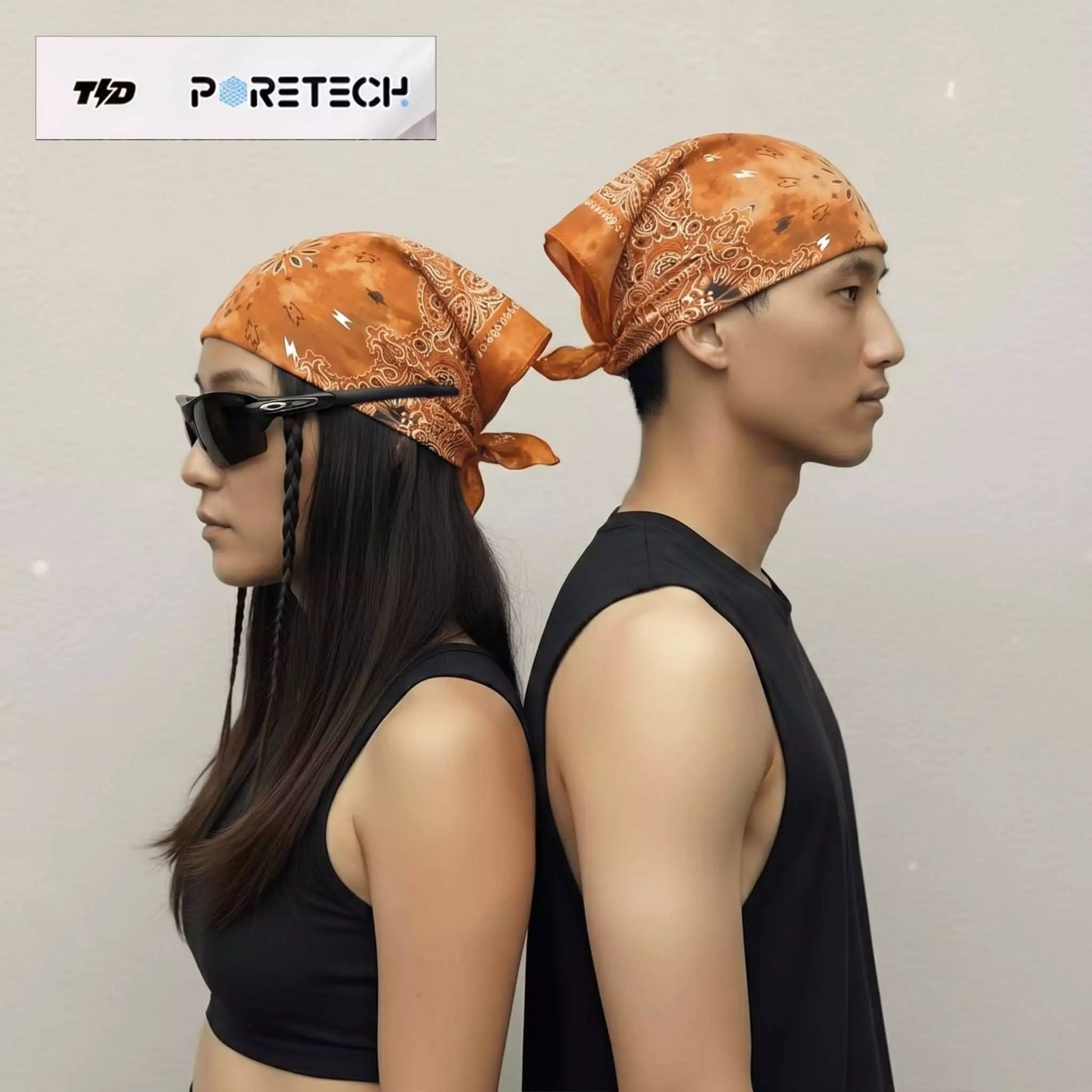 TDACTIVE Bandana Kalcer Lari Orange Tie Dye Poretech 52cm x 52cm ABA41