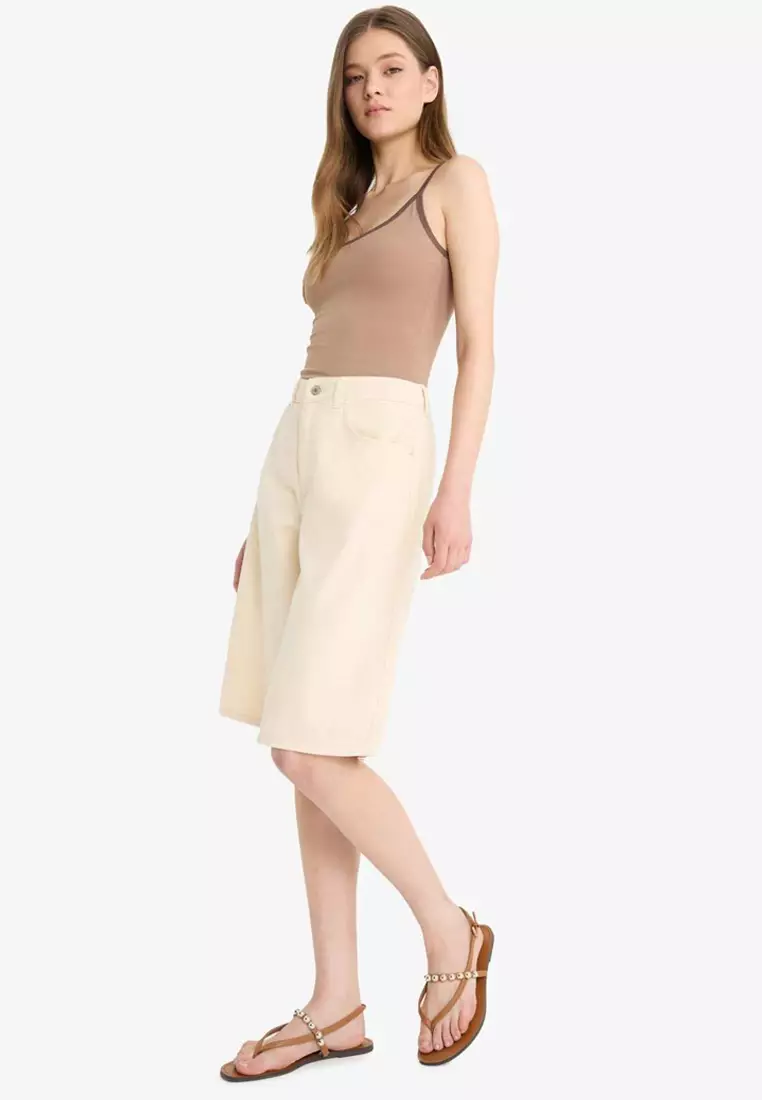 Coool Normal Waist Short Leg Gabardine Bermuda Shorts F3133Ax25Hs