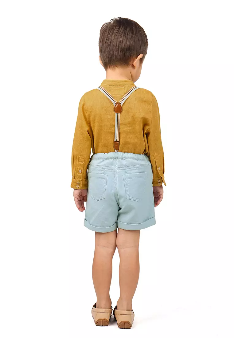 Baby Boys Crumpled Mandarin Collar Shirt