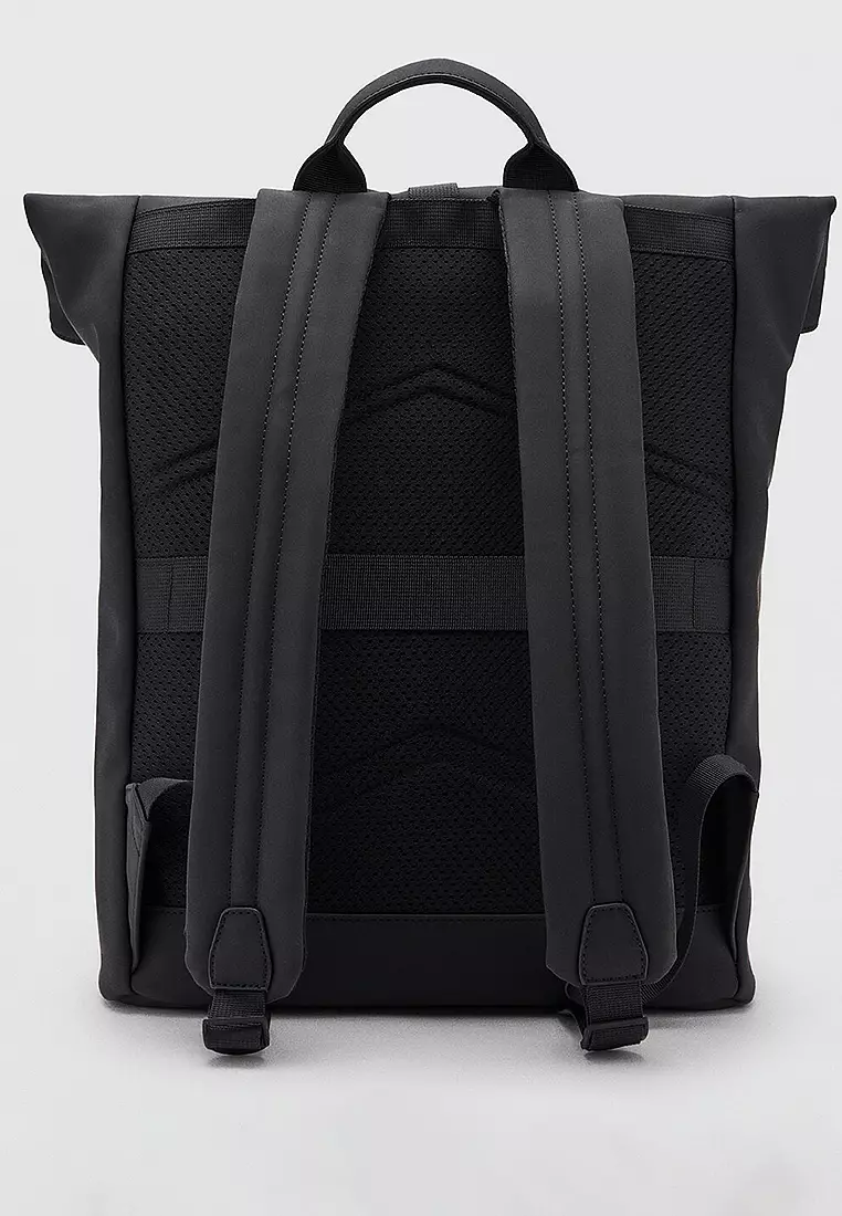 Rubberized Backpack With Flap Closure