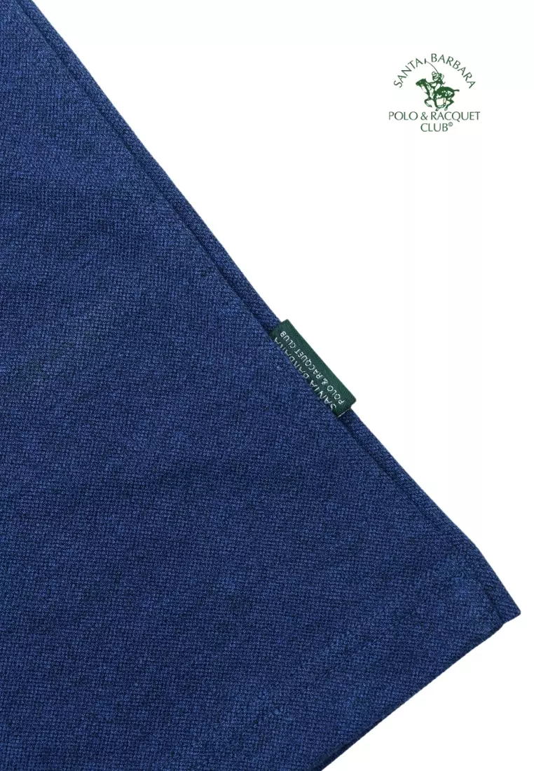 Plain Casual Cotton T-shirt with Embroidery logo on Chest-BLUE