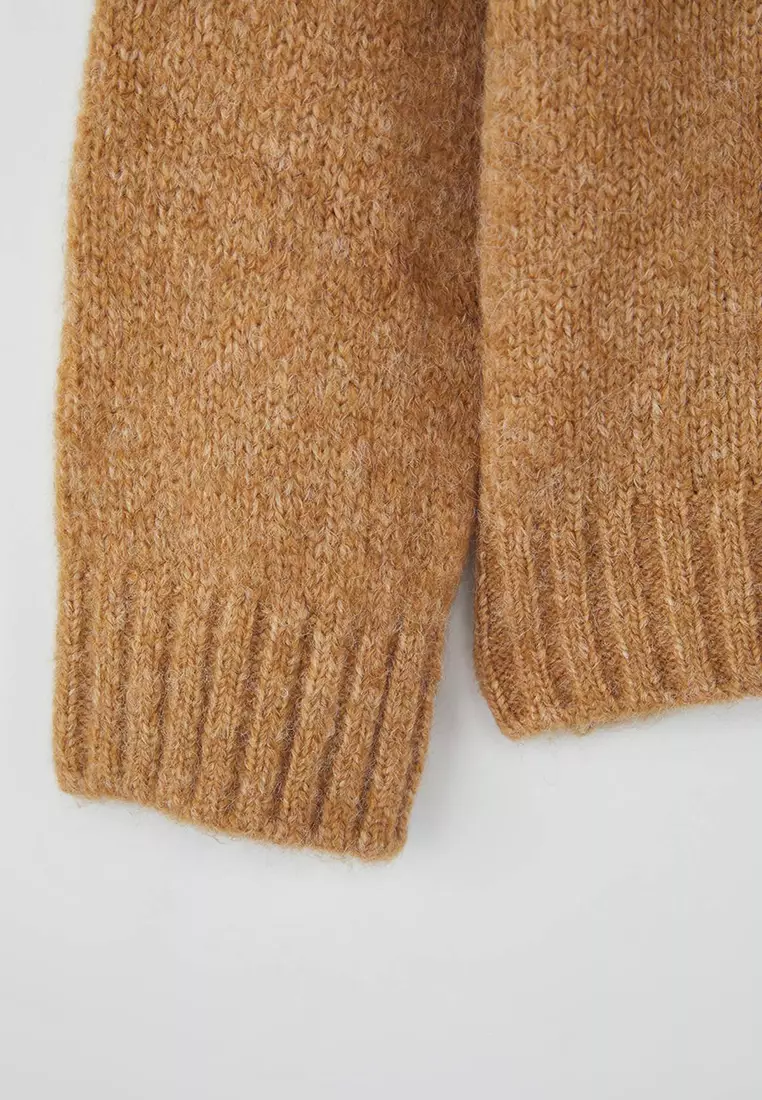 Wardrobe Essentials Camel Soft Textured Loose Fit Basic Knit Sweater | Twoaw26Kz00073